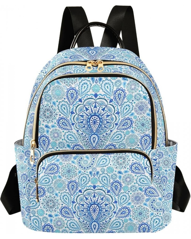 Blue Diamond Boho Paisley Small Backpack Purse for Women Travel Bag Fashion Daypack Back Pack Shoulder Bag Multicolor Medium ...