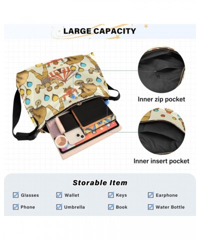 Sketch Circles Hobo Crossbody Bags for Women Leather Large Shoulder Bag Cross Body Elephant Trendy Womens Tote Bags Handbag f...