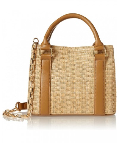 Women's Orla Boxy Straw Crossbody Mocha $23.80 Crossbody Bags