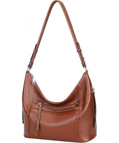 Genuine leather Hobo Purse Shoulder Bags for Women Crossbody Handbags Brown $65.55 Hobo Bags