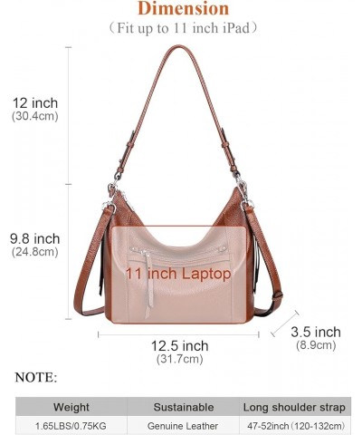 Genuine leather Hobo Purse Shoulder Bags for Women Crossbody Handbags Brown $65.55 Hobo Bags