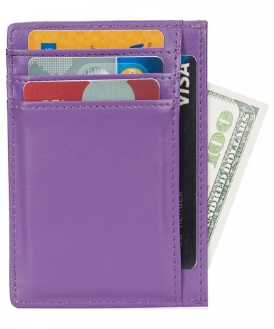 Slim RFID Blocking Credit Card Holder Minimalist Leather Front Pocket Small Wallet for Women Men APW Dark Purple $10.07 Wallets