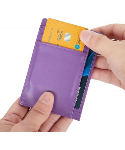 Slim RFID Blocking Credit Card Holder Minimalist Leather Front Pocket Small Wallet for Women Men APW Dark Purple $10.07 Wallets