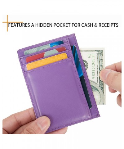 Slim RFID Blocking Credit Card Holder Minimalist Leather Front Pocket Small Wallet for Women Men APW Dark Purple $10.07 Wallets