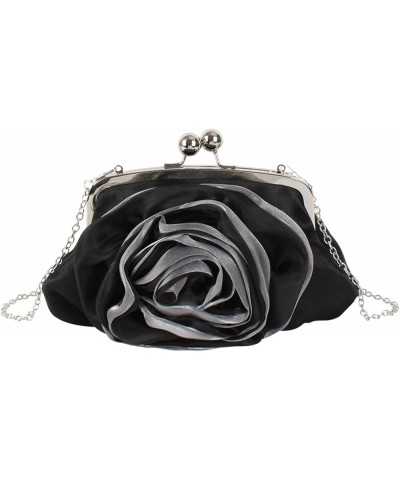 Evening Bag Cute Floral Wristlet Purse Medium Clutch Handbags Phone Pouch X-flower Black $15.83 Evening Bags