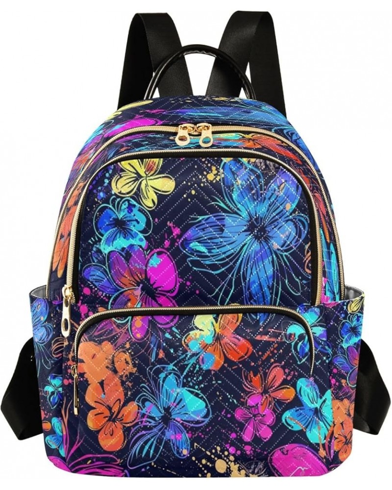 Butterfly Flower Fashion Backpack Purse Ladies Fashion Rucksack Travel Shoulder Bag Casual Daily Backpack Small $21.82 Backpacks