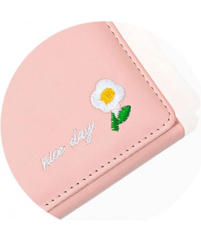 Cute Embroidery Flower Women Wallet Small Short Trifold PU Leather Credit Card Case Holder Organizer with ID Windon for Girls...