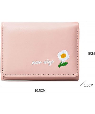 Cute Embroidery Flower Women Wallet Small Short Trifold PU Leather Credit Card Case Holder Organizer with ID Windon for Girls...