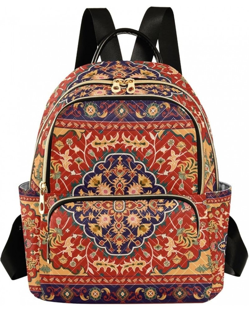 Women Backpack Persian Carpet Ethnic Bright Durable Travel Backpack Lightweight Handbag Lady Purse Roomy Double Zipper Weeken...