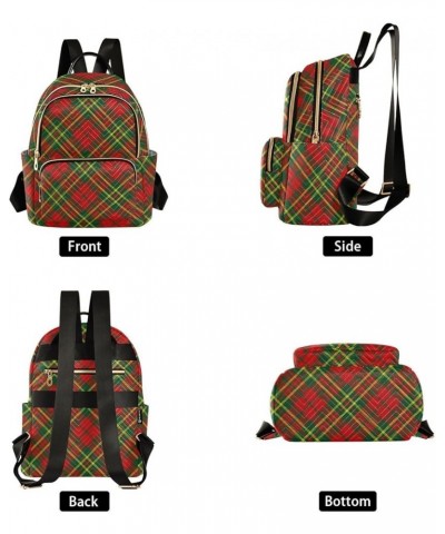 Christmas Xmas Tartan Plaid Fashion Travel Backpack for Women Multi Pockets Lightweight Purse for Women-M Multicolor Small $1...