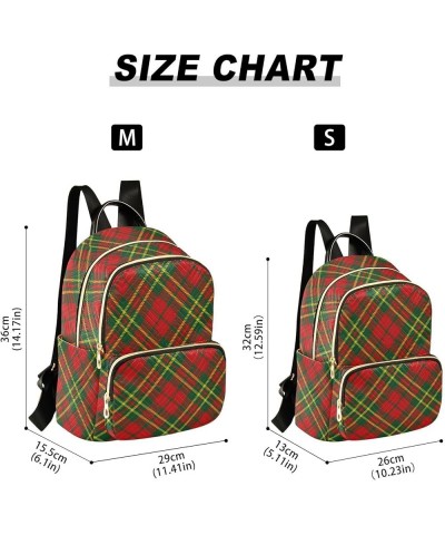 Christmas Xmas Tartan Plaid Fashion Travel Backpack for Women Multi Pockets Lightweight Purse for Women-M Multicolor Small $1...