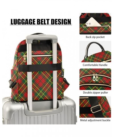 Christmas Xmas Tartan Plaid Fashion Travel Backpack for Women Multi Pockets Lightweight Purse for Women-M Multicolor Small $1...