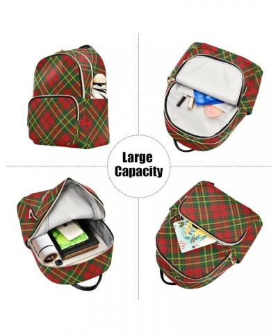 Christmas Xmas Tartan Plaid Fashion Travel Backpack for Women Multi Pockets Lightweight Purse for Women-M Multicolor Small $1...