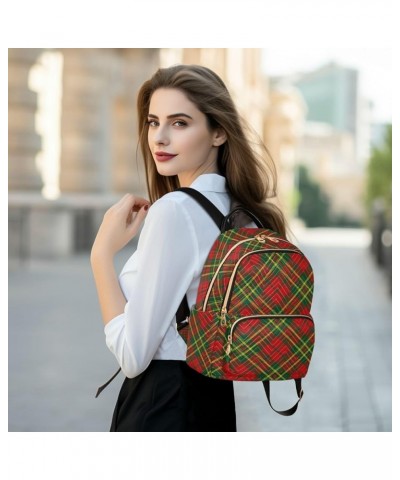 Christmas Xmas Tartan Plaid Fashion Travel Backpack for Women Multi Pockets Lightweight Purse for Women-M Multicolor Small $1...