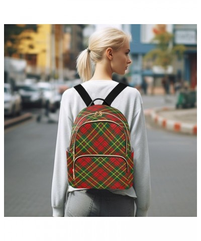 Christmas Xmas Tartan Plaid Fashion Travel Backpack for Women Multi Pockets Lightweight Purse for Women-M Multicolor Small $1...