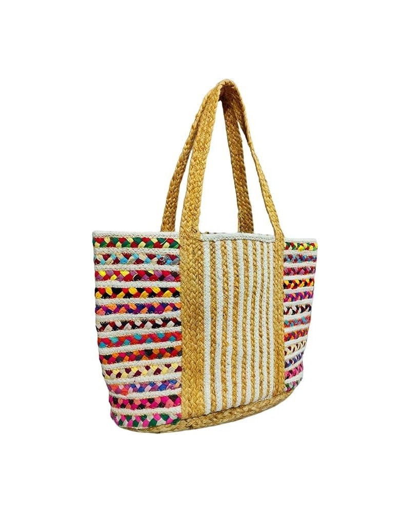 Jute and Cotton Handbag For Women, Handmade and Natural Tote Handbag, Multipurpose, Canvas, Shopping Bag - Pack Of 1 $17.60 T...