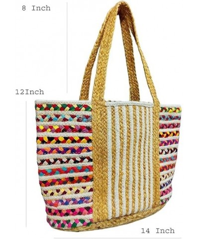 Jute and Cotton Handbag For Women, Handmade and Natural Tote Handbag, Multipurpose, Canvas, Shopping Bag - Pack Of 1 $17.60 T...