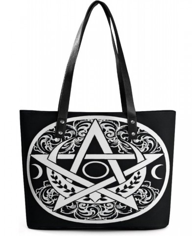 Triple Moon Goddess Occult Wicca Paganism Women Tote Bags Top Handle Satchel Handbags Faux Leather Tassel Shoulder Purse $21....