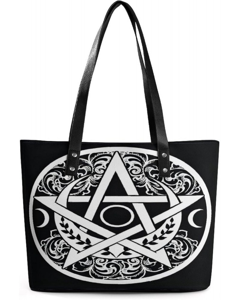 Triple Moon Goddess Occult Wicca Paganism Women Tote Bags Top Handle Satchel Handbags Faux Leather Tassel Shoulder Purse $21....