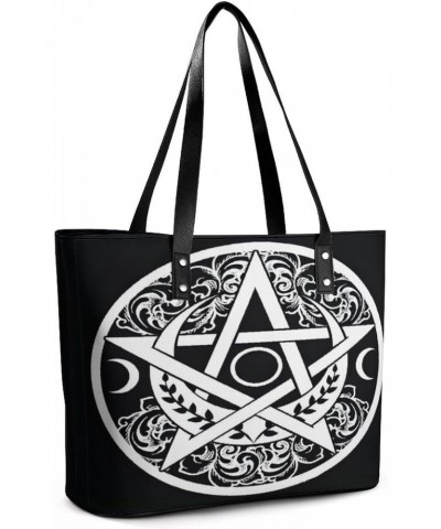 Triple Moon Goddess Occult Wicca Paganism Women Tote Bags Top Handle Satchel Handbags Faux Leather Tassel Shoulder Purse $21....