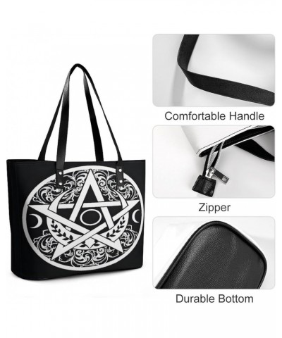 Triple Moon Goddess Occult Wicca Paganism Women Tote Bags Top Handle Satchel Handbags Faux Leather Tassel Shoulder Purse $21....