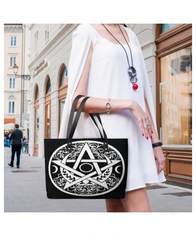 Triple Moon Goddess Occult Wicca Paganism Women Tote Bags Top Handle Satchel Handbags Faux Leather Tassel Shoulder Purse $21....