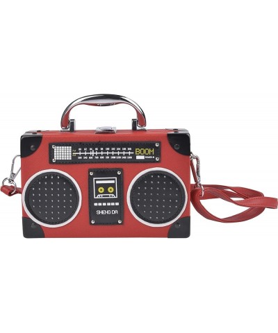 Tape Shaped Shoulder Bag Radio Tape Recorder PU Crossbody Bag Ladies Evening Handbag Clutch Purse H-radio 02-red $18.96 Eveni...