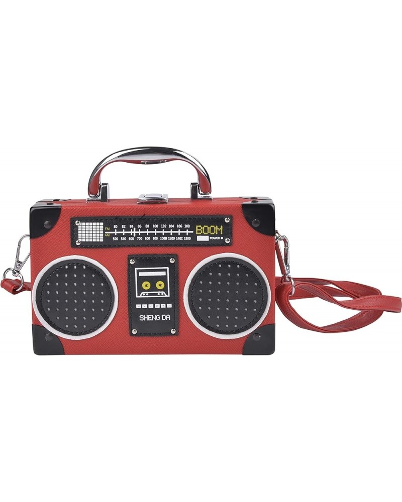 Tape Shaped Shoulder Bag Radio Tape Recorder PU Crossbody Bag Ladies Evening Handbag Clutch Purse H-radio 02-red $18.96 Eveni...