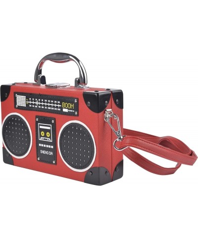 Tape Shaped Shoulder Bag Radio Tape Recorder PU Crossbody Bag Ladies Evening Handbag Clutch Purse H-radio 02-red $18.96 Eveni...