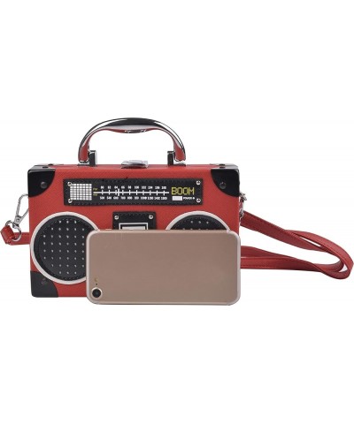 Tape Shaped Shoulder Bag Radio Tape Recorder PU Crossbody Bag Ladies Evening Handbag Clutch Purse H-radio 02-red $18.96 Eveni...