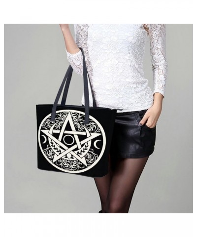 Triple Moon Goddess Occult Wicca Paganism Women Tote Bags Top Handle Satchel Handbags Faux Leather Tassel Shoulder Purse $21....