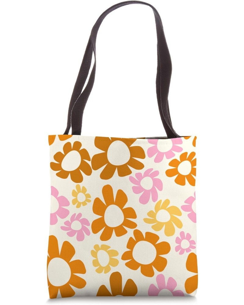 Pink and Orange Daisies, Retro Preppy Aesthetic, 70s Décor Tote Bag $11.43 Totes