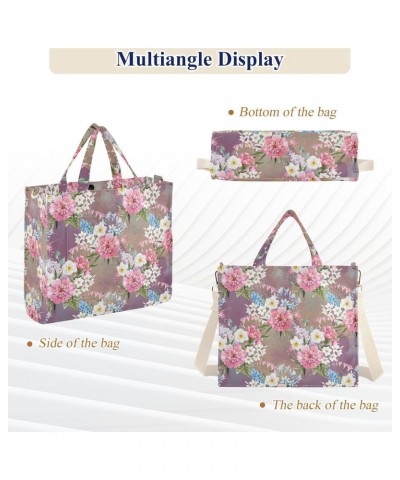 Colorful Peony Corduroy Tote Bag for Women Hobo Crossbody Bag Purse Stylish Shoulder Handbag Messenger Bags, S $10.81 Totes