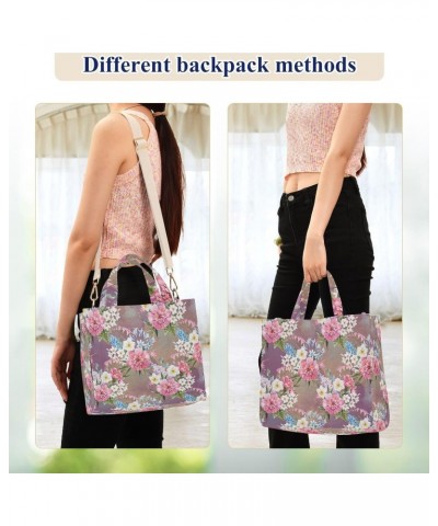 Colorful Peony Corduroy Tote Bag for Women Hobo Crossbody Bag Purse Stylish Shoulder Handbag Messenger Bags, S $10.81 Totes