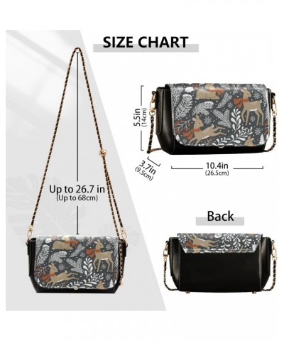 Cute Christmas Deer Crossbody Purse Women Leather Mini Shoulder Bag with Credit Card Slots Black Purse $16.40 Crossbody Bags