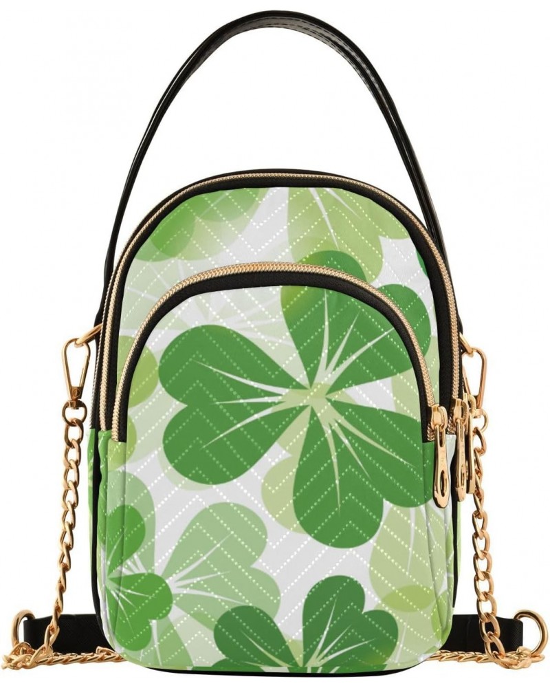 Women's Crossbody Handbags Clutch Phone Purse Tint Green Shamrock Stylish Shoulder Bag with Detachable Chain Strap $10.92 Sho...