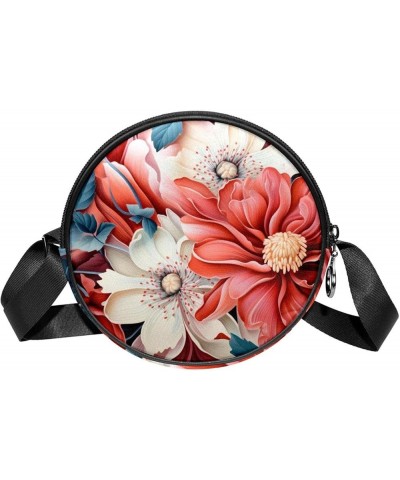 Women Fashionable Crossbody Bag – Versatile Round Bag for Every Occasion, Colorful Flower Print Color9 $10.91 Crossbody Bags