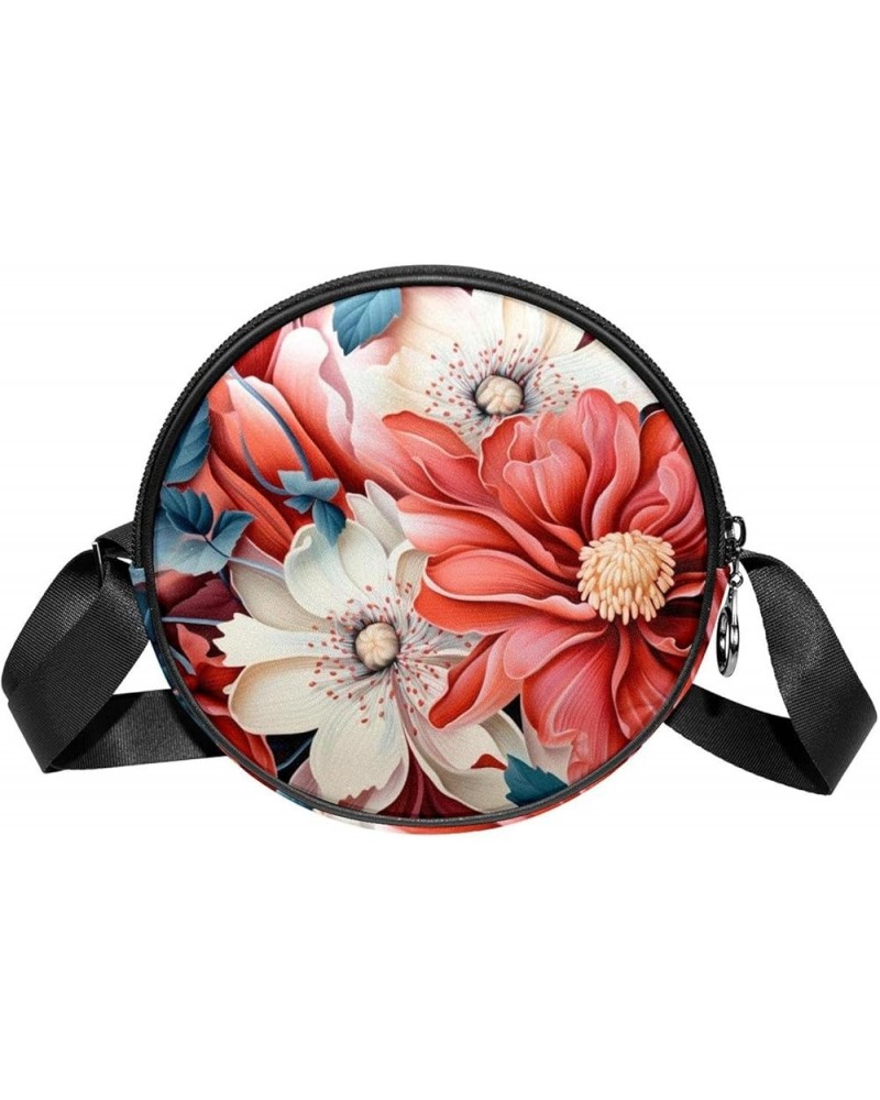 Women Fashionable Crossbody Bag – Versatile Round Bag for Every Occasion, Colorful Flower Print Color9 $10.91 Crossbody Bags