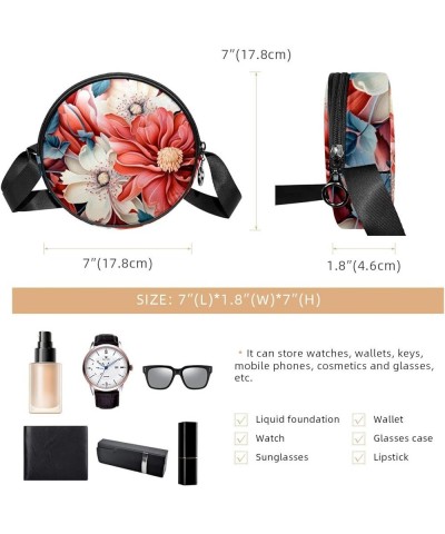 Women Fashionable Crossbody Bag – Versatile Round Bag for Every Occasion, Colorful Flower Print Color9 $10.91 Crossbody Bags