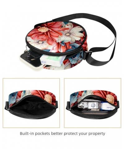 Women Fashionable Crossbody Bag – Versatile Round Bag for Every Occasion, Colorful Flower Print Color9 $10.91 Crossbody Bags