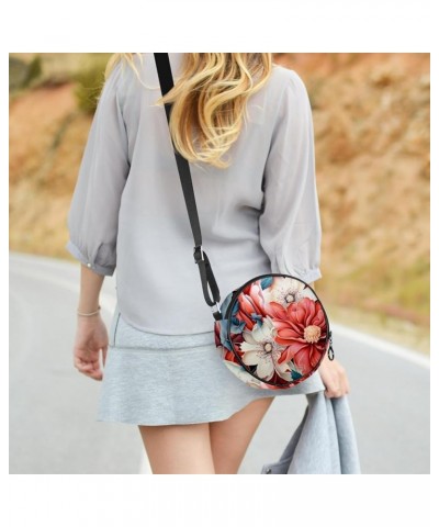 Women Fashionable Crossbody Bag – Versatile Round Bag for Every Occasion, Colorful Flower Print Color9 $10.91 Crossbody Bags