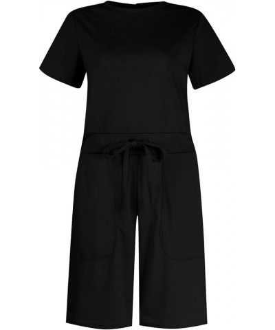 Women Elegant Jumpsuits And Rompers Jumpsuit With 4 Pockets Faux Suede Jumpsuit Women Black 2➤➤ Womens Rompers 2024 Summer $1...