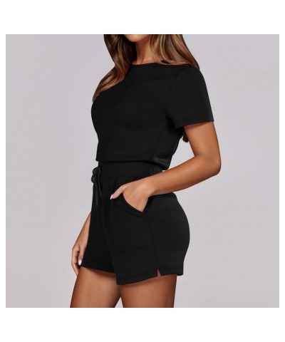 Women Elegant Jumpsuits And Rompers Jumpsuit With 4 Pockets Faux Suede Jumpsuit Women Black 2➤➤ Womens Rompers 2024 Summer $1...