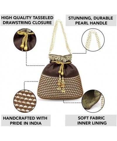 Indian Potli Bags For Women Evening Bag Clutch Ethnic Bride Purse Brown $14.35 Evening Bags