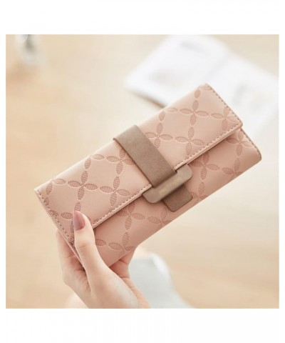 Women Wallet Retro Long Matte Leather Many Departments Female Hasp Coin Purses Lattice Card Holder Clutch Bag (Color : E) C $...