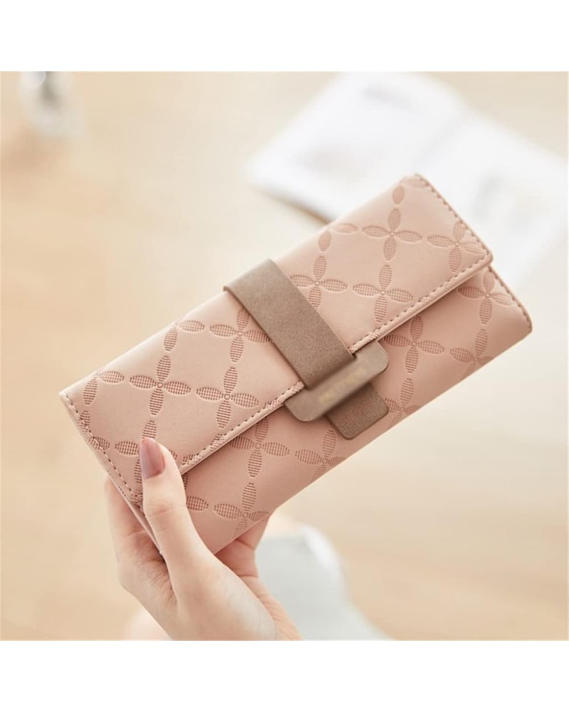 Women Wallet Retro Long Matte Leather Many Departments Female Hasp Coin Purses Lattice Card Holder Clutch Bag (Color : E) C $...