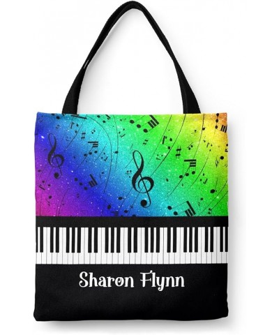 Personalized Name Piano Key Music Note Glitter Purple Handbag Gift Bags Christmas Treat Bags Rainbow $14.39 Totes