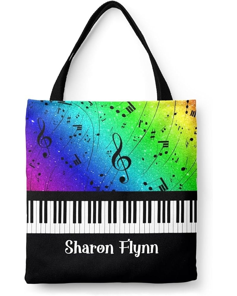 Personalized Name Piano Key Music Note Glitter Purple Handbag Gift Bags Christmas Treat Bags Rainbow $14.39 Totes