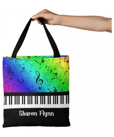 Personalized Name Piano Key Music Note Glitter Purple Handbag Gift Bags Christmas Treat Bags Rainbow $14.39 Totes