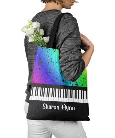 Personalized Name Piano Key Music Note Glitter Purple Handbag Gift Bags Christmas Treat Bags Rainbow $14.39 Totes